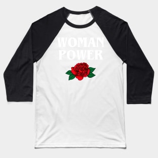 WOMAN POWER // White Baseball T-Shirt